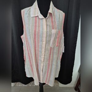 Time and Tru Multicolor Striped Top